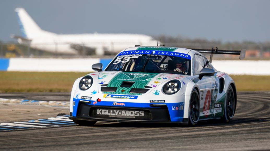 Porsche 911 GT3 Cup, No. 53 Kelly-Moss Road and Race, Riley Dickinson, Porsche Carrera Cup North America Pre-Season Testing, Sebring International Raceway, 2022, PCNA